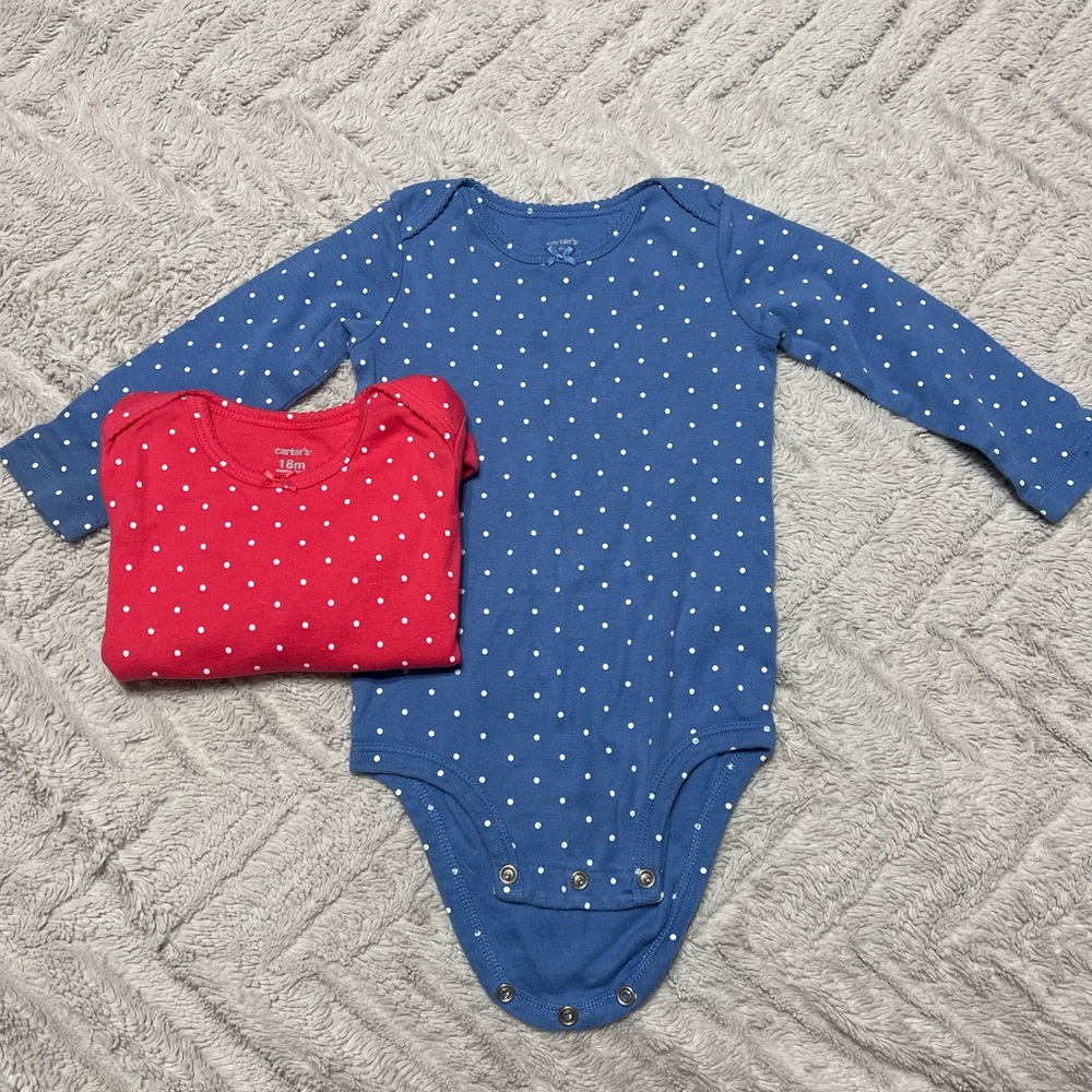 Carters 18 month long sleeve onesies.